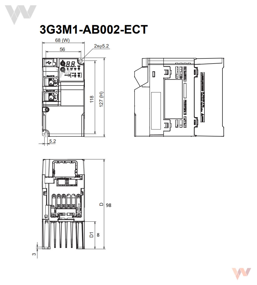 3G3M1-AB002-ECT EtherCAT® falownik Omron 3G3M1 0,2kW/230V